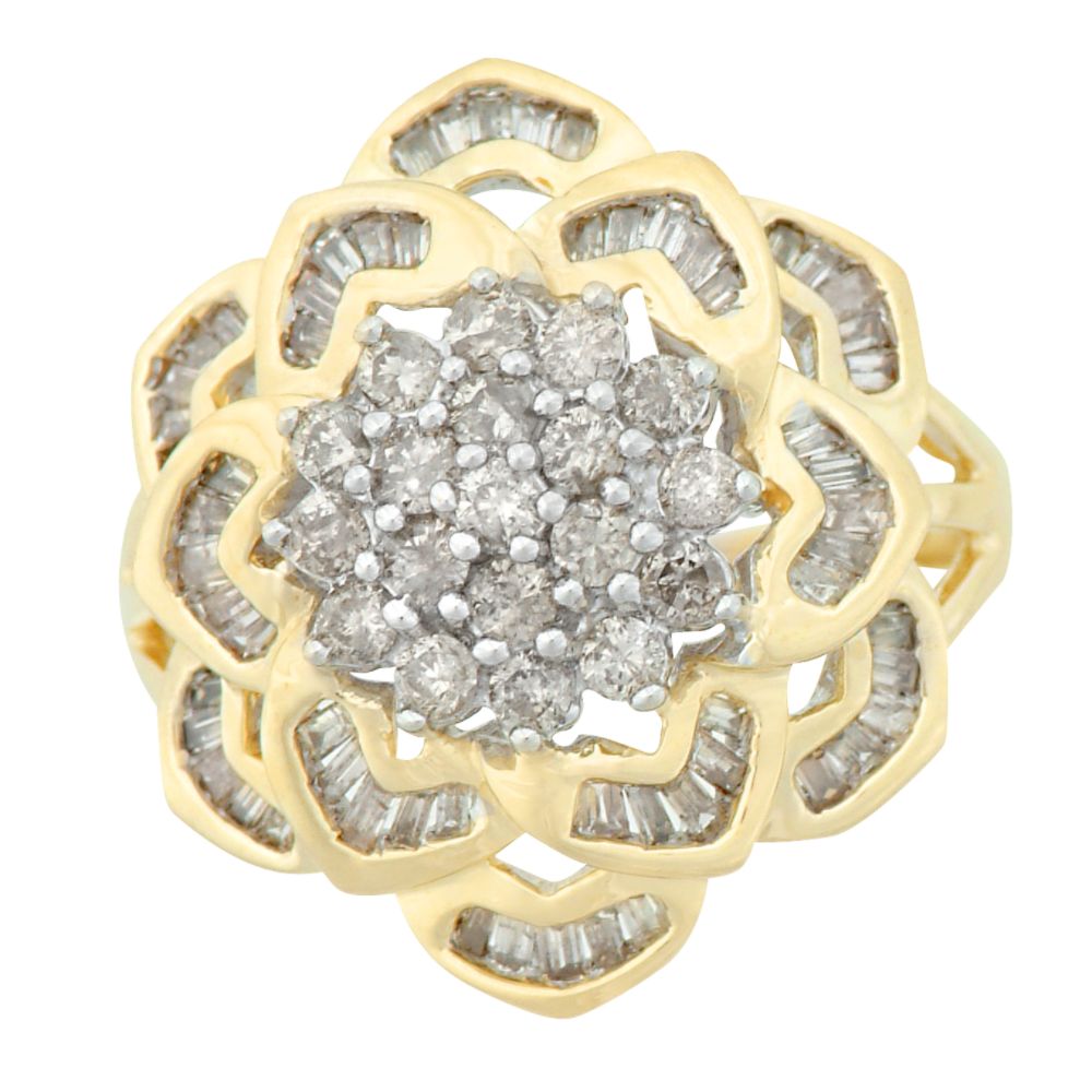 1 cttw Diamond Flower Blossom Cluster Ring