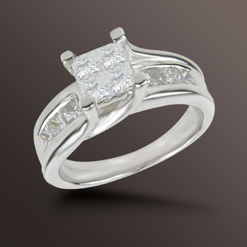 Tradition Diamond 1 cttw Princess Diamond Engagement Ring in 14K White Gold at mygofer.com