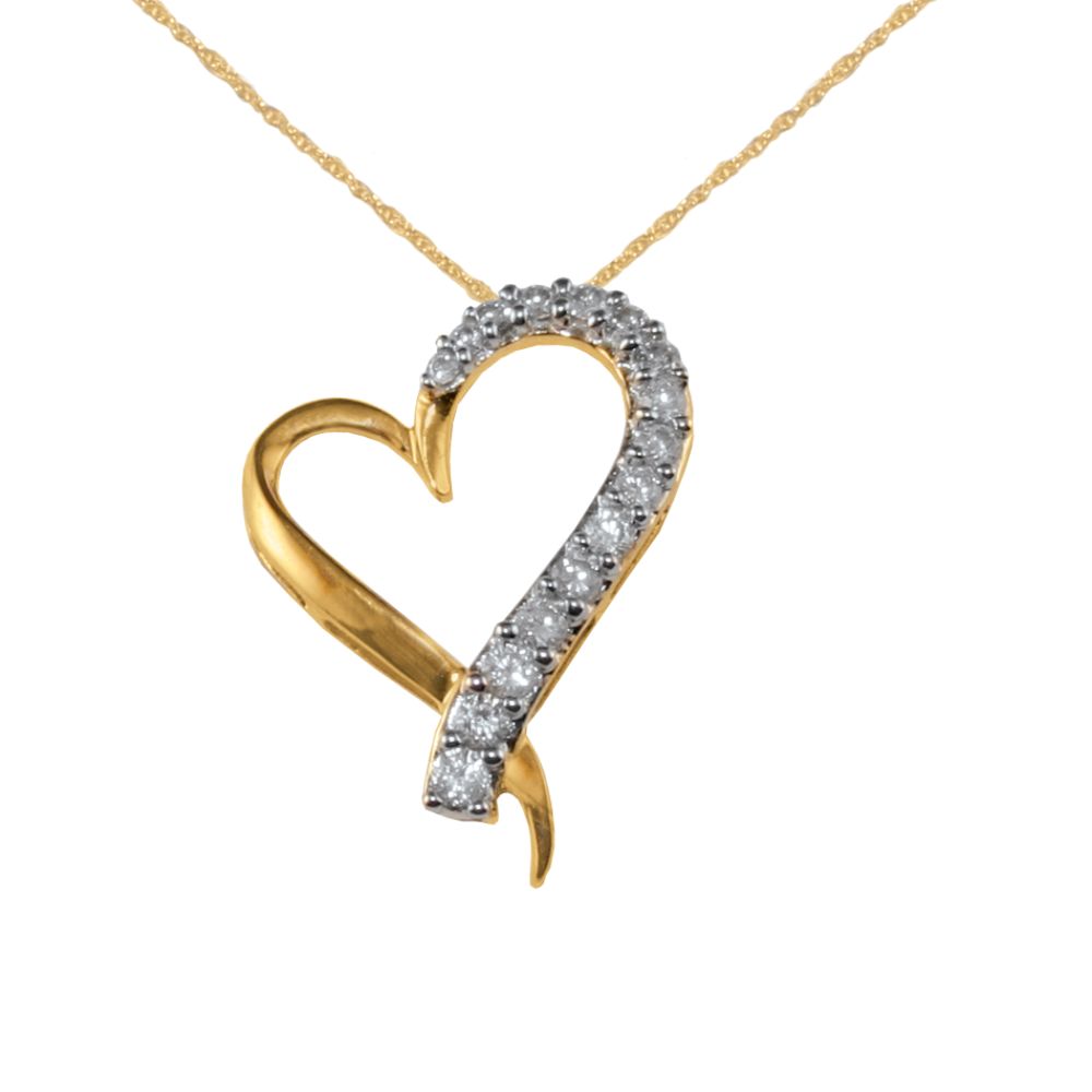1/2 cttw Diamond Heart Pendant. 10K Yellow Gold