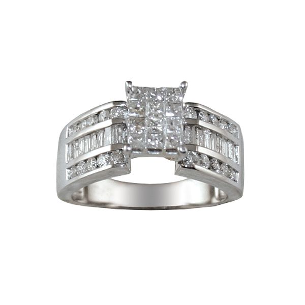 1 Ct. T.w.&4 ; Princess Composite, Round & Baguette Diamond Bridal
