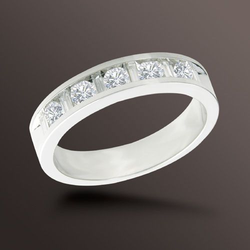 1/2 cttw Round and Baguette Diamond Anniversary Ring in 10k White Gold at Sears.com