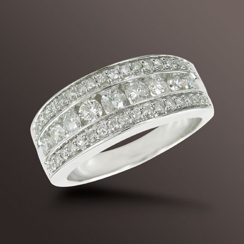 1 cttw Round Diamond 3-Row Anniversary Ring in 10k White Gold at Sears.com