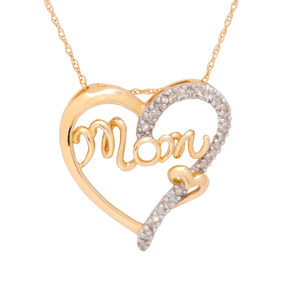 1/8 cttw Diamond "Mom" Heart Pendant. 10K Yellow Gold at Sears.com