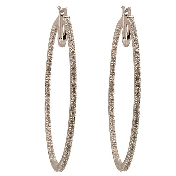 1 Ct. T.w. Diamond In/out Hoop Earrings In Sterling Silver