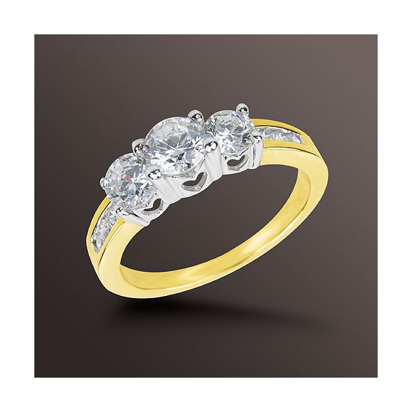 1 Or 1-1/2 Cttw Round Diamond 3-stone Plus Ring In 14K Yellow Gold