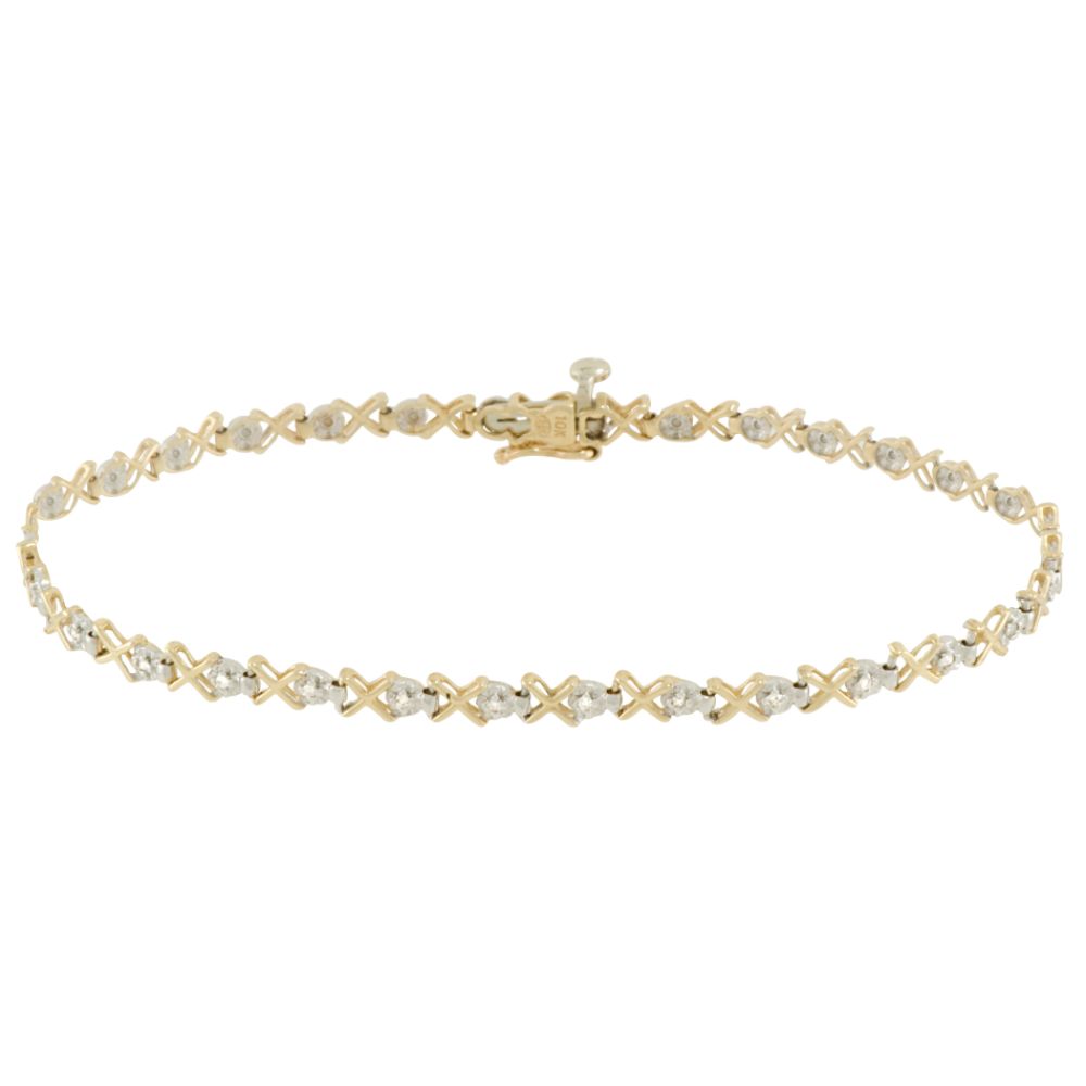 10k Yellow Gold Link Bracelet with Diamond