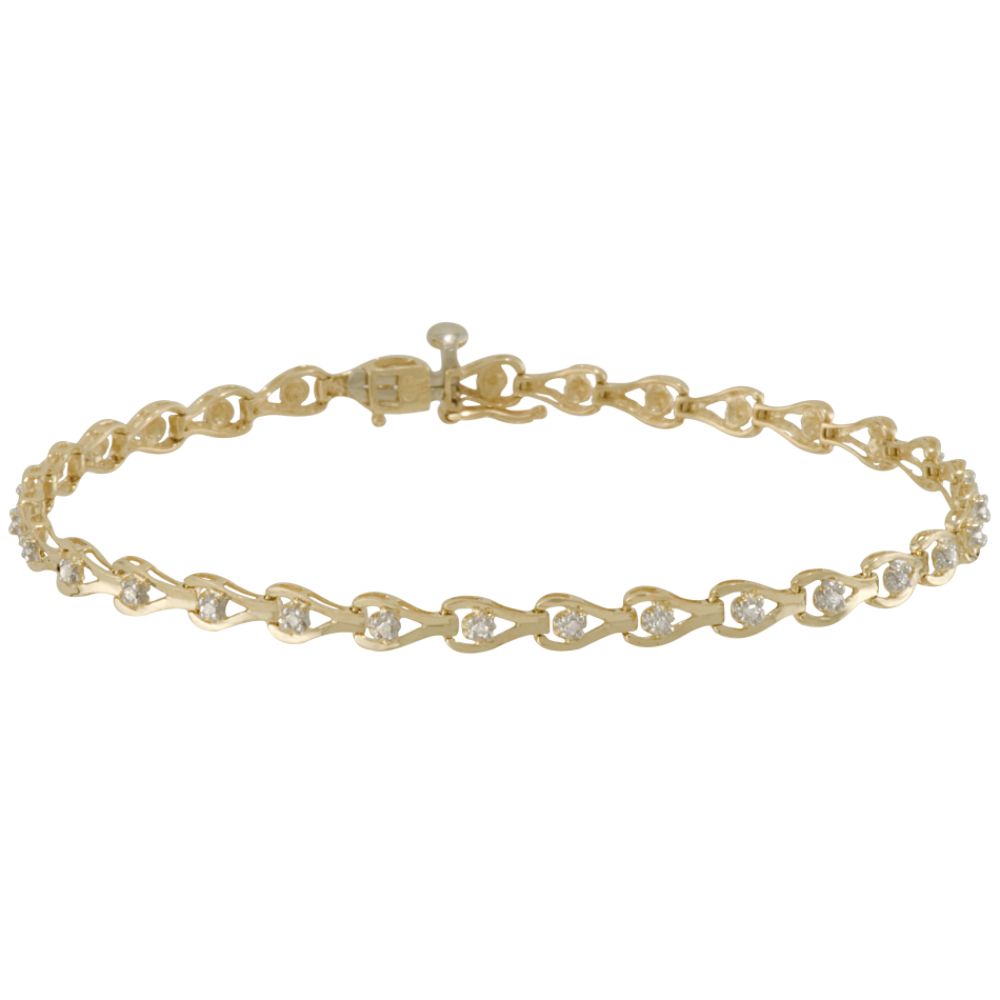 10k Yellow Gold Link Bracelet with Diamond