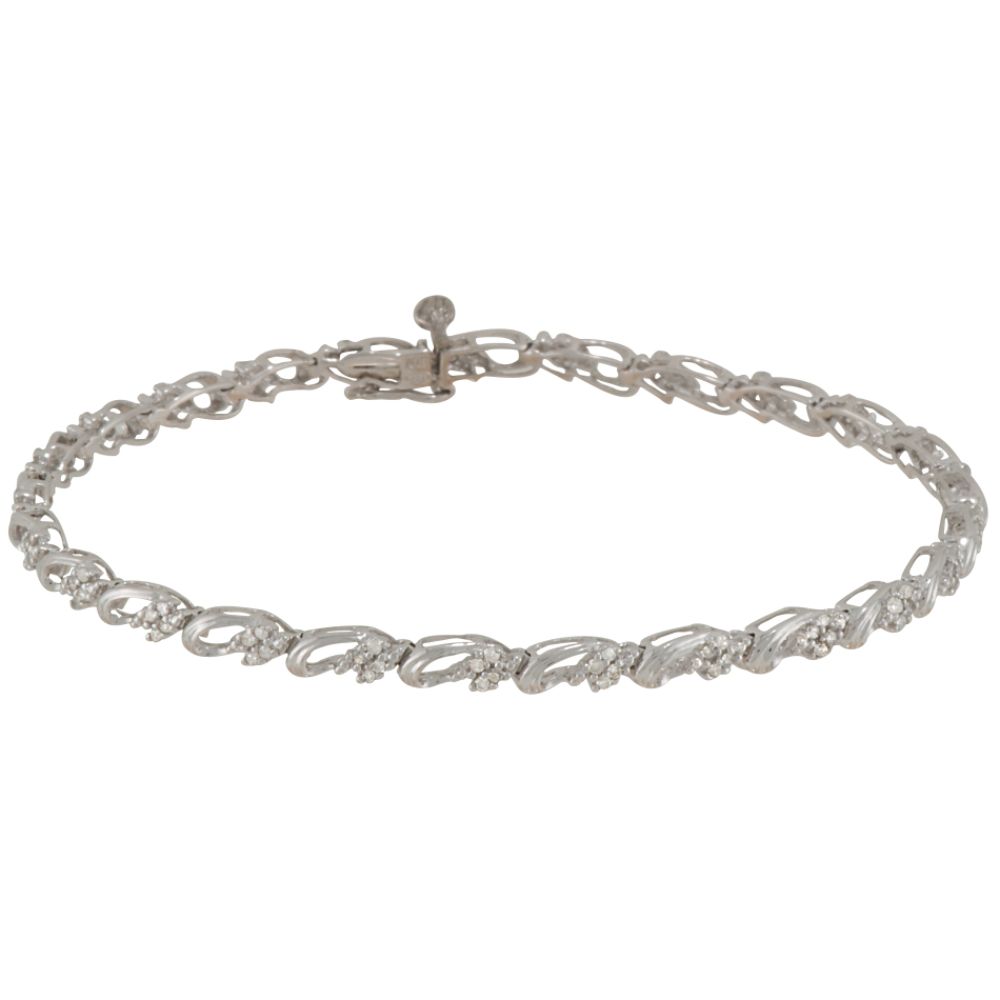 1/2 cttw Round Diamond Bracelet in 10k White Gold
