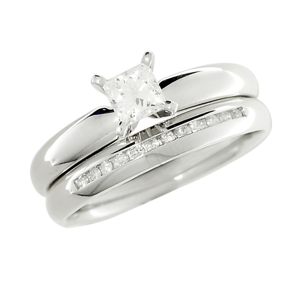 Princess Cut Diamond Bridal Set 14K White Gold Sold by Sears