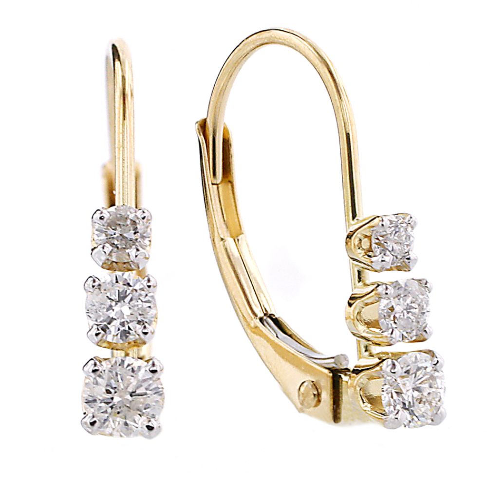 1/3 cttw Diamond 3-Stone Leverback Earrings. 10K Yellow Gold at Sears.com