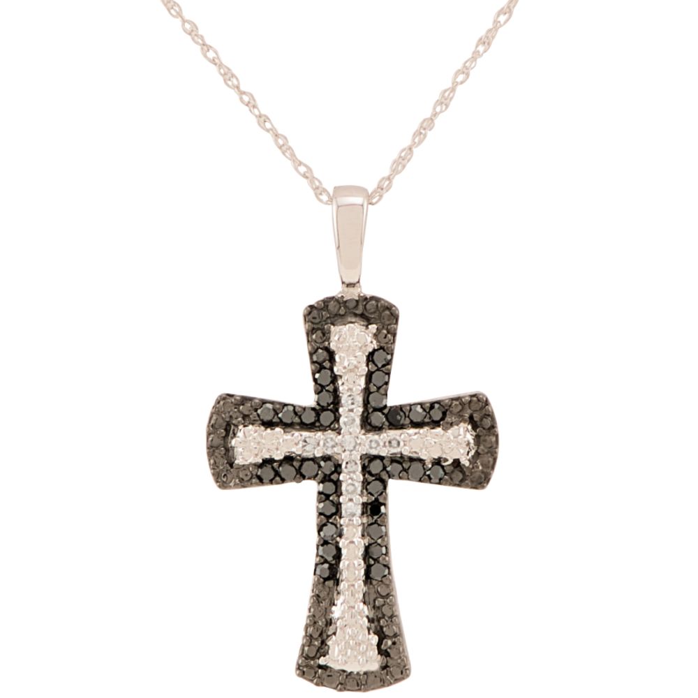 1/4 cttw Black and White Diamond Cross