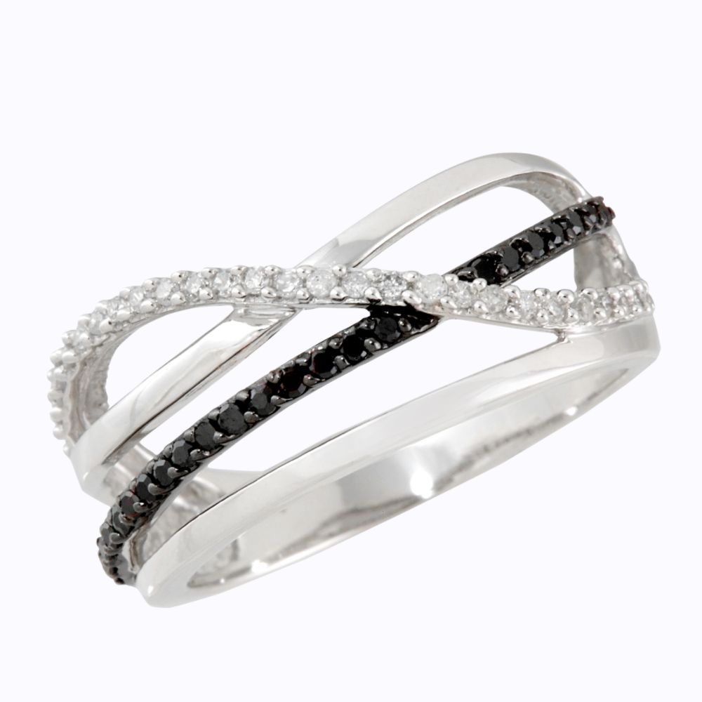 1/4 cttw Black and White Diamond Swirl Ring. 10K White Gold at Sears.com