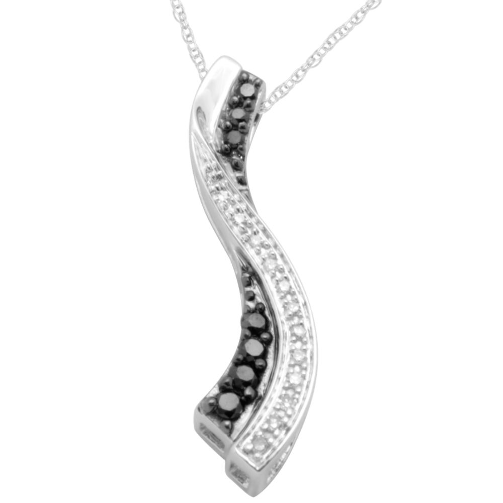 1/7 cttw Black and White Journey Squiggle Pendant. 10K White Gold at Sears.com