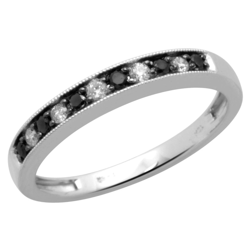 1/5 cttw Black and White Diamond Fashion Ring. 10K White Gold