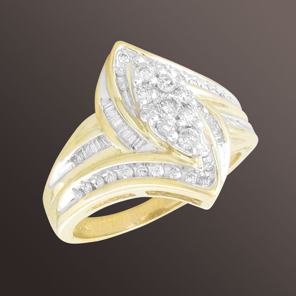 1/2 cttw Round and Baguette Diamond Fashion