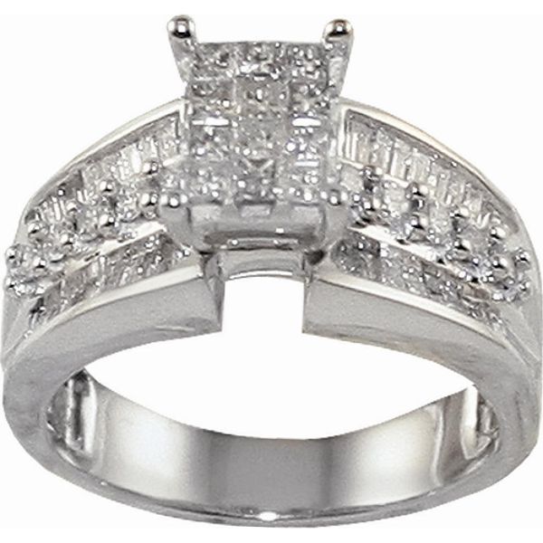 1 Ct. T.w.&4 ; Princess Composite & Round Diamond Engagement Ring In