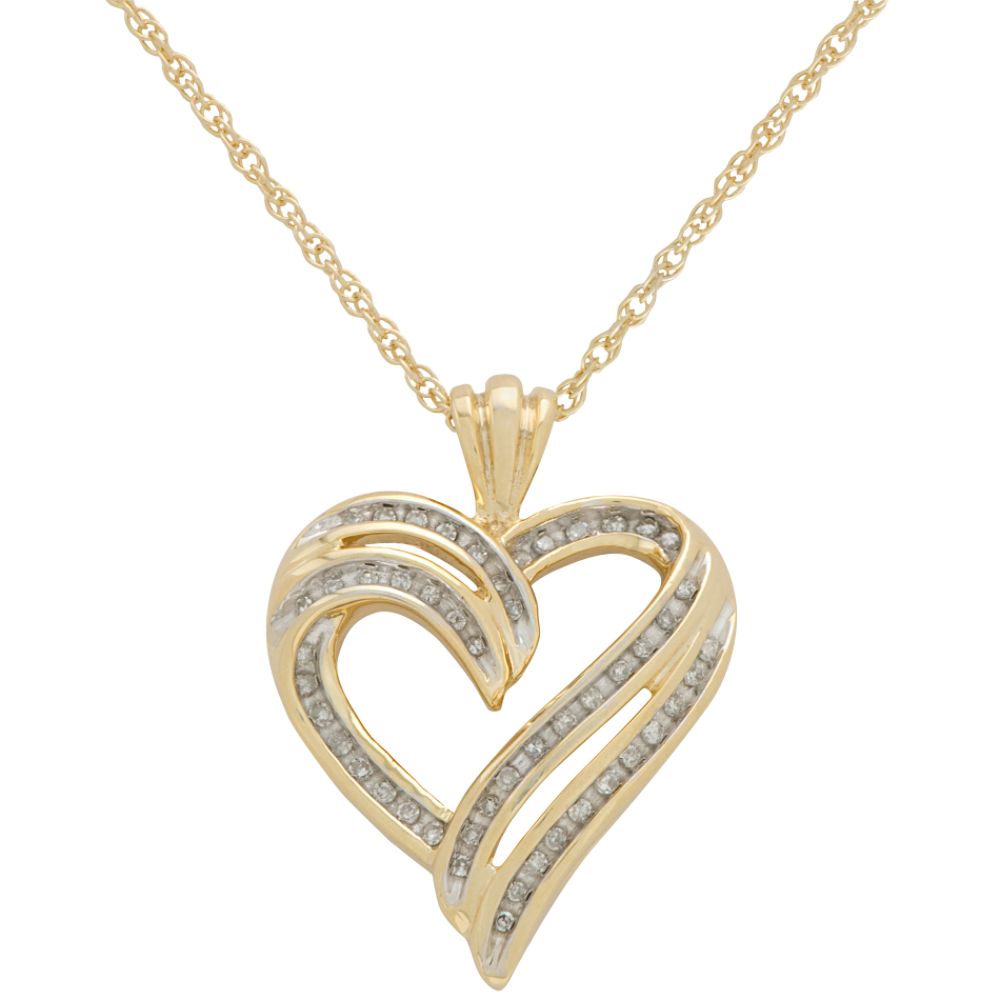 1/4 cttw Diamond Open Heart Pendant. Yellow Gold at Sears.com