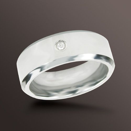 8mm Diamond Accent Wedding Band in Tungsten