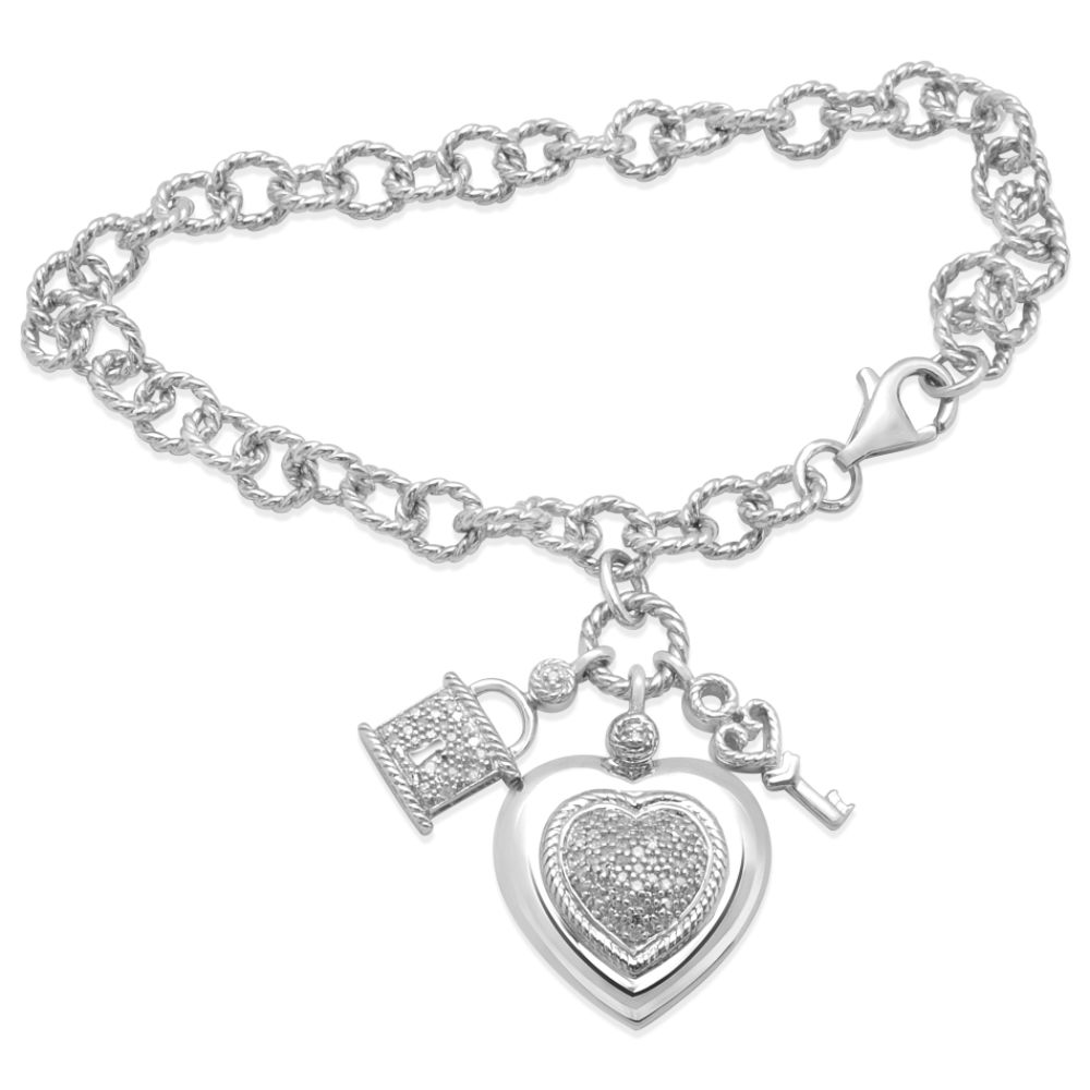 1/5 cttw Diamond Heart Toggle Bracelet in Sterling Silver at Sears.com