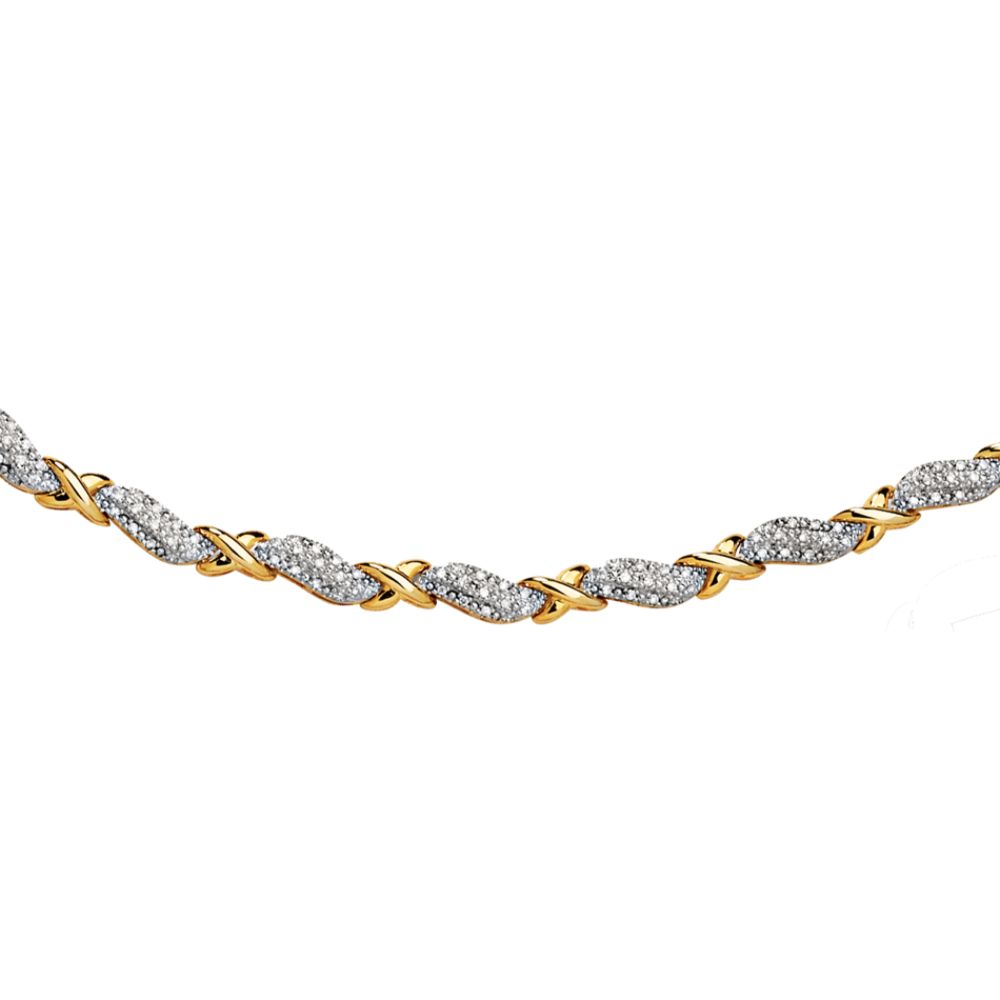 1/2 cttw Diamond and X-Link Bracelet in 14K Gold over Sterling Silver