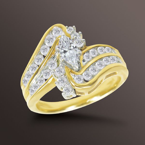 Tradition Diamond 1 cttw Marquise and Round Diamond Swirl Engagement Ring in 14K Yellow Gol at Sears.com