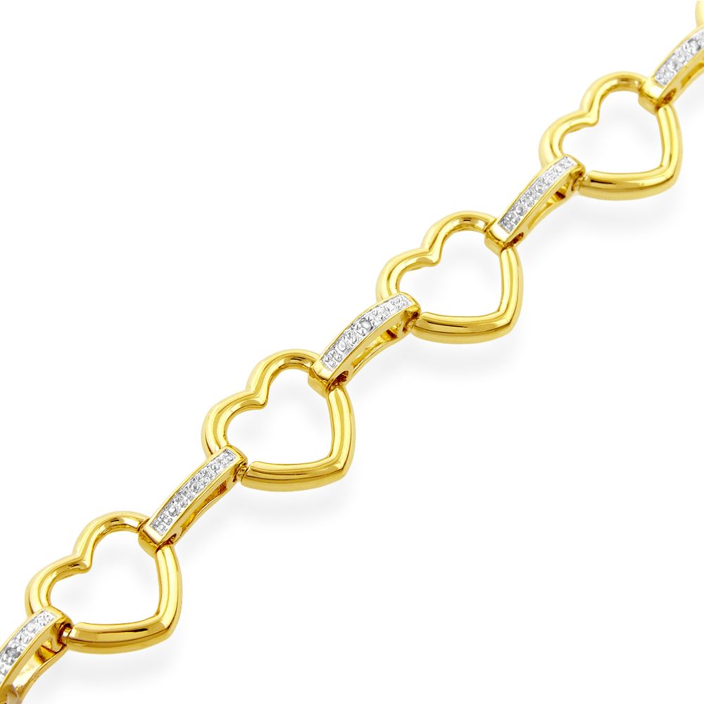 Diamond Accent Heart Bracelet in 18K Gold over Sterling Silver at Sears.com