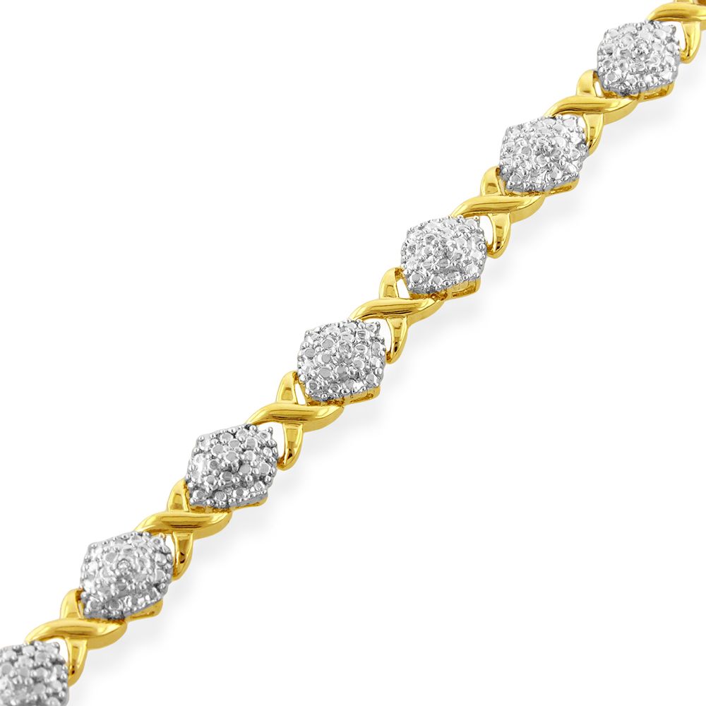 Diamond Accent Cluster Bracelet in 18K Gold over Sterling Silver