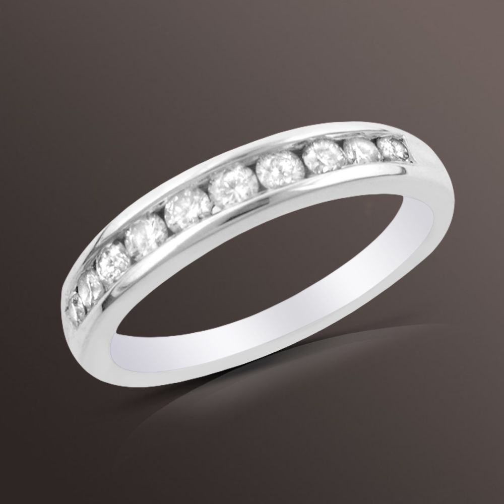 1/2 cttw Round Diamond Channel Band in 10K White Gold at Sears.com