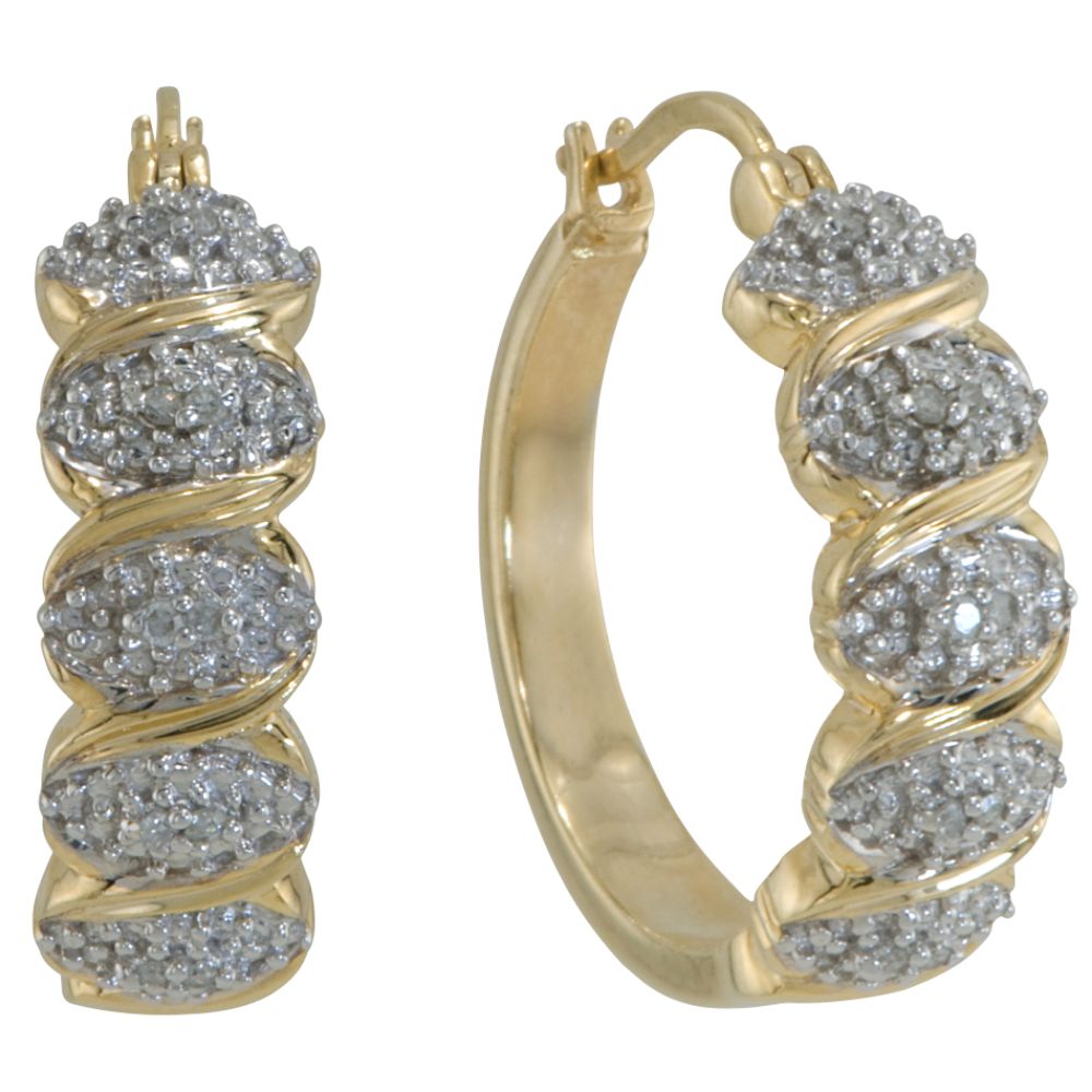 1/10 cttw Diamond Hoop Earrings in 18K Gold over Sterling Silver at Sears.com