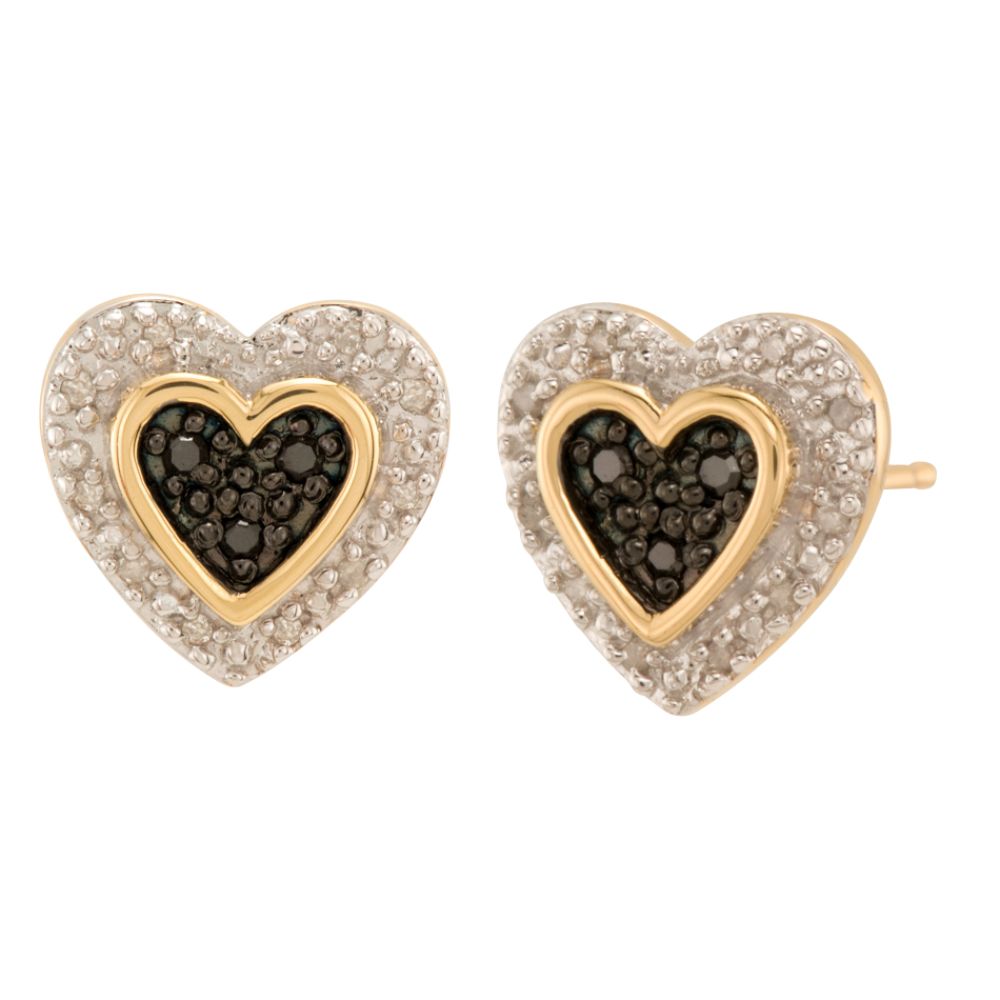 1/10 cttw Black & White Diamond Heart Earrings