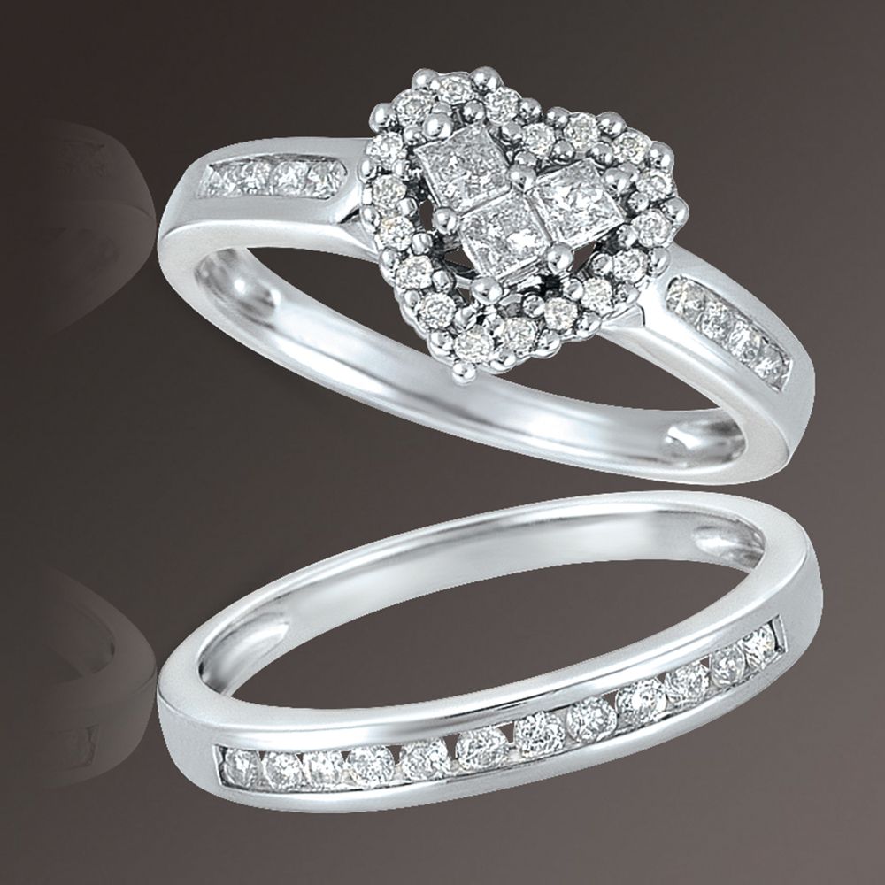 1/2 cttw Diamond Heart Bridal Set in 10k