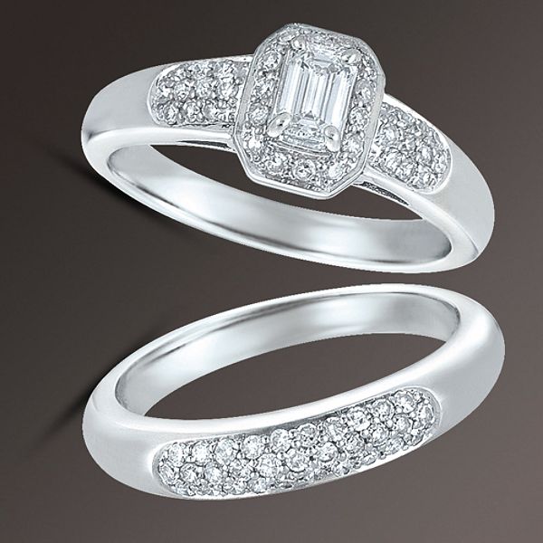 Tradition Diamond 3/4 Cttw Radiant-cut Diamond Bridal Set In 10K