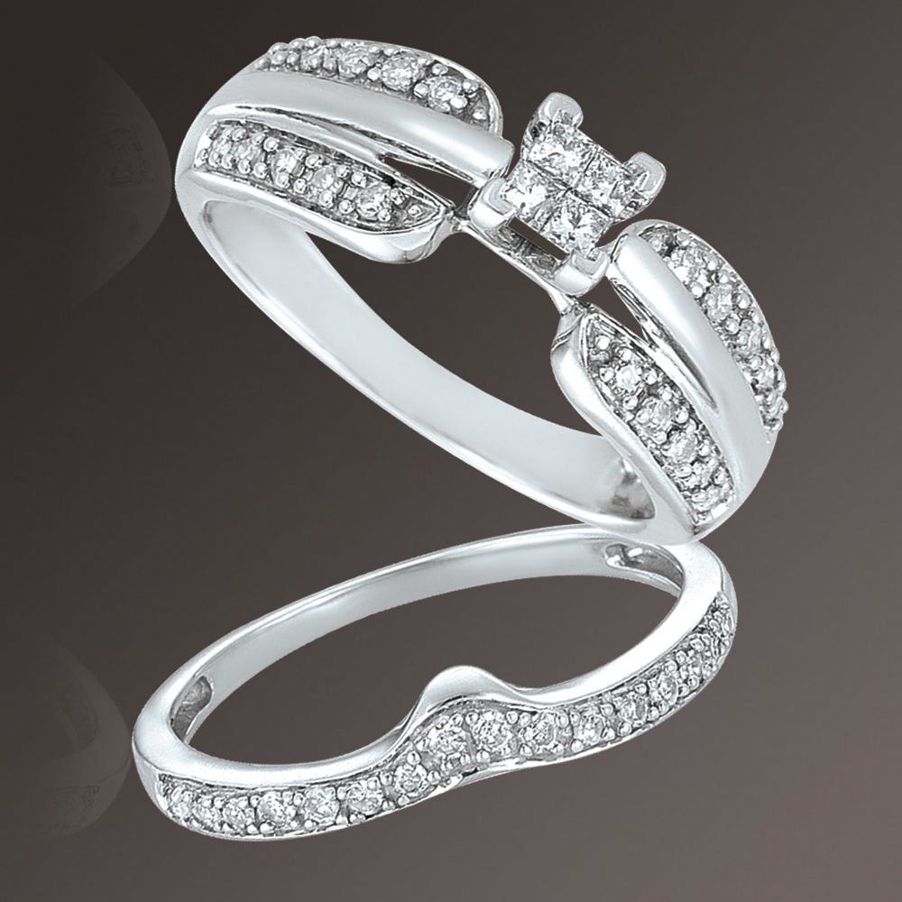 1/3 cttw Princess Cut Diamond Bridal Set in 10k White Gold at Sears.com