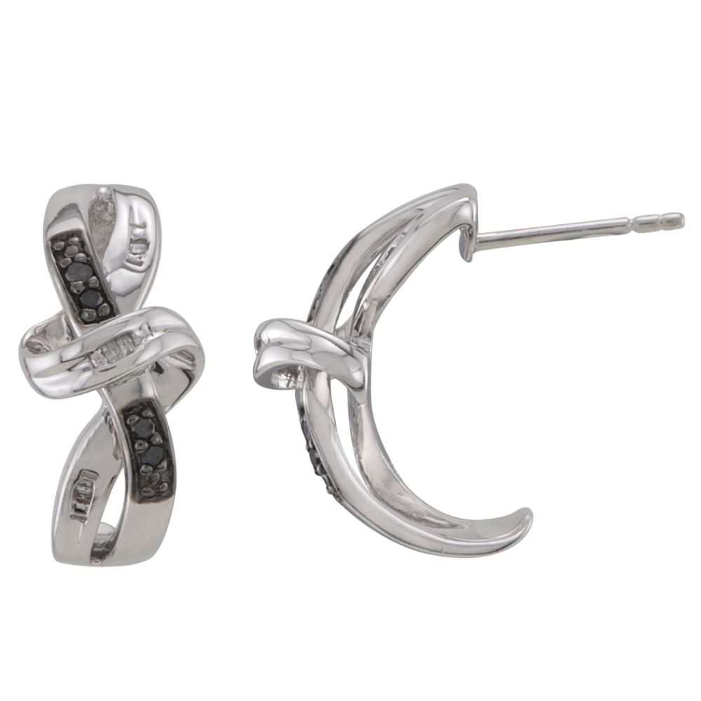 1/10 ct. t.w.* Black and White Diamond Bypass Earrings in Sterling Silver at Sears.com