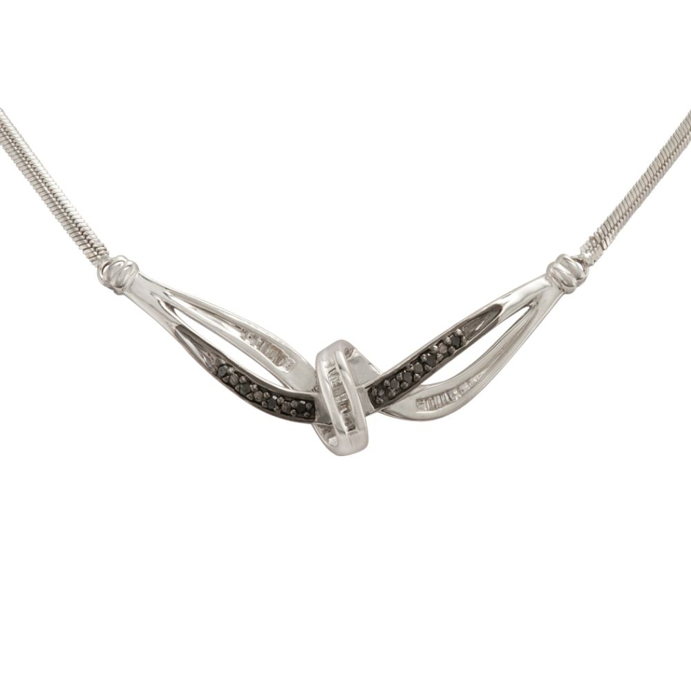 1/10 ct. t.w.* Black and White Diamond Bypass Necklace in Sterling Silver at Sears.com