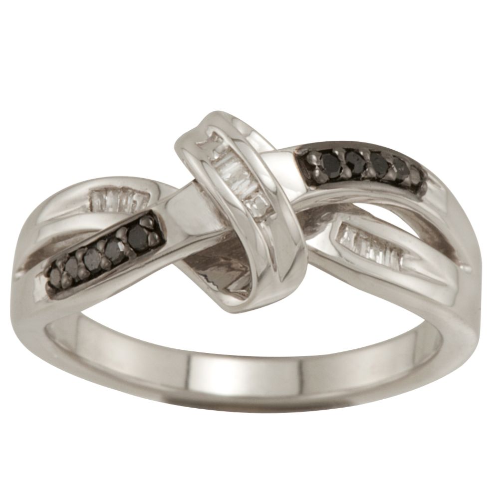 1/10 ct. t.w.* Black and White Diamond Bypass Ring in Sterling Silver at Sears.com