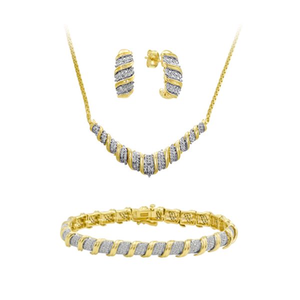 1/4 cttw 14k Gold Over Silver Necklace, Bracelet, and Earring Set at Sears.com