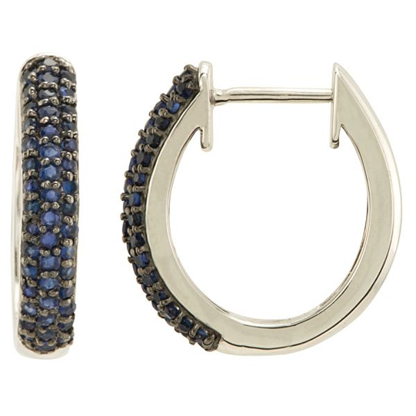 1 Ct. T.w.* Blue Diamond Hoop Earrings In Sterling Silver