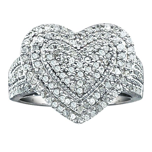 1 Cttw Diamond Heart Ring In Sterling Silver