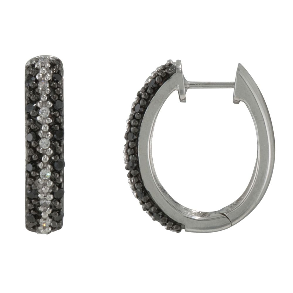 0.25 cttw Black and White Diamond Hoop Earring