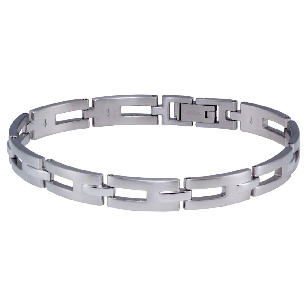 Mens Polished Stainless Steel Open Link Bracelet with Matte Finish at Kmart.com