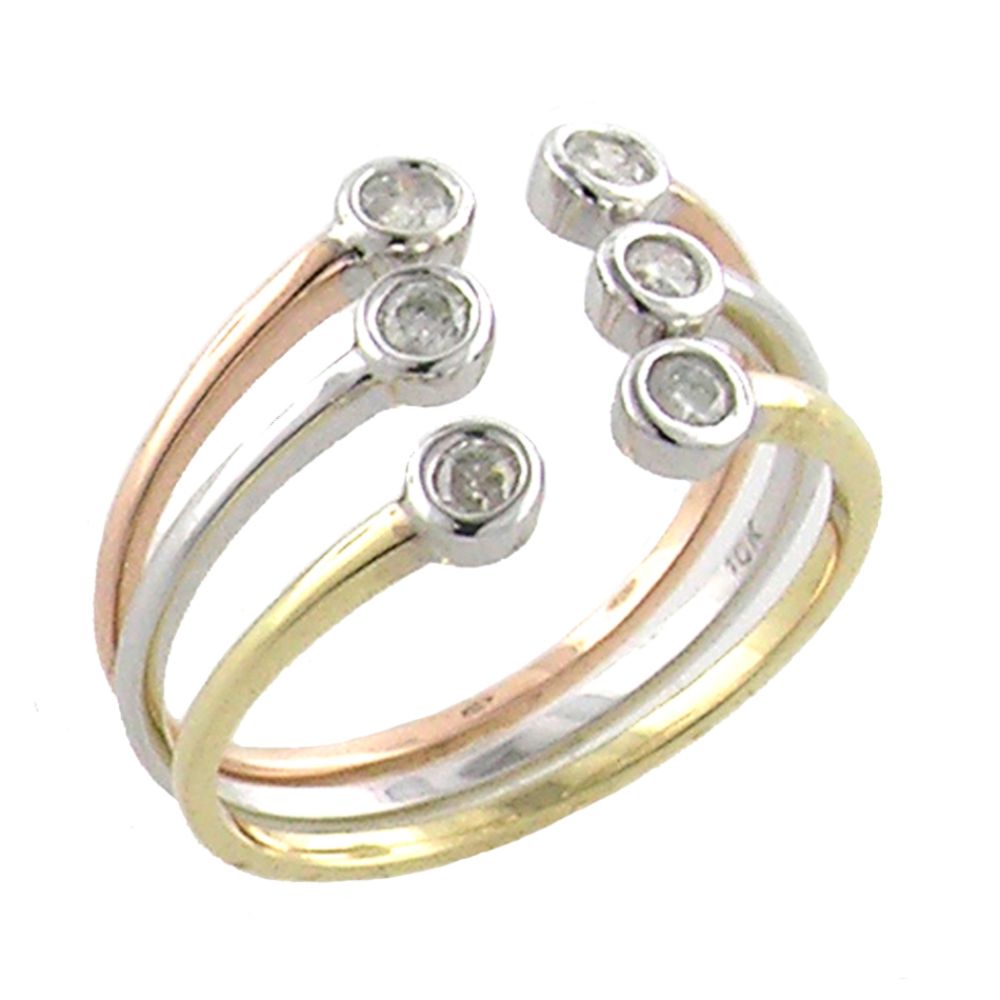 Diamond Accent Open Ring. 10k Yellow Gold