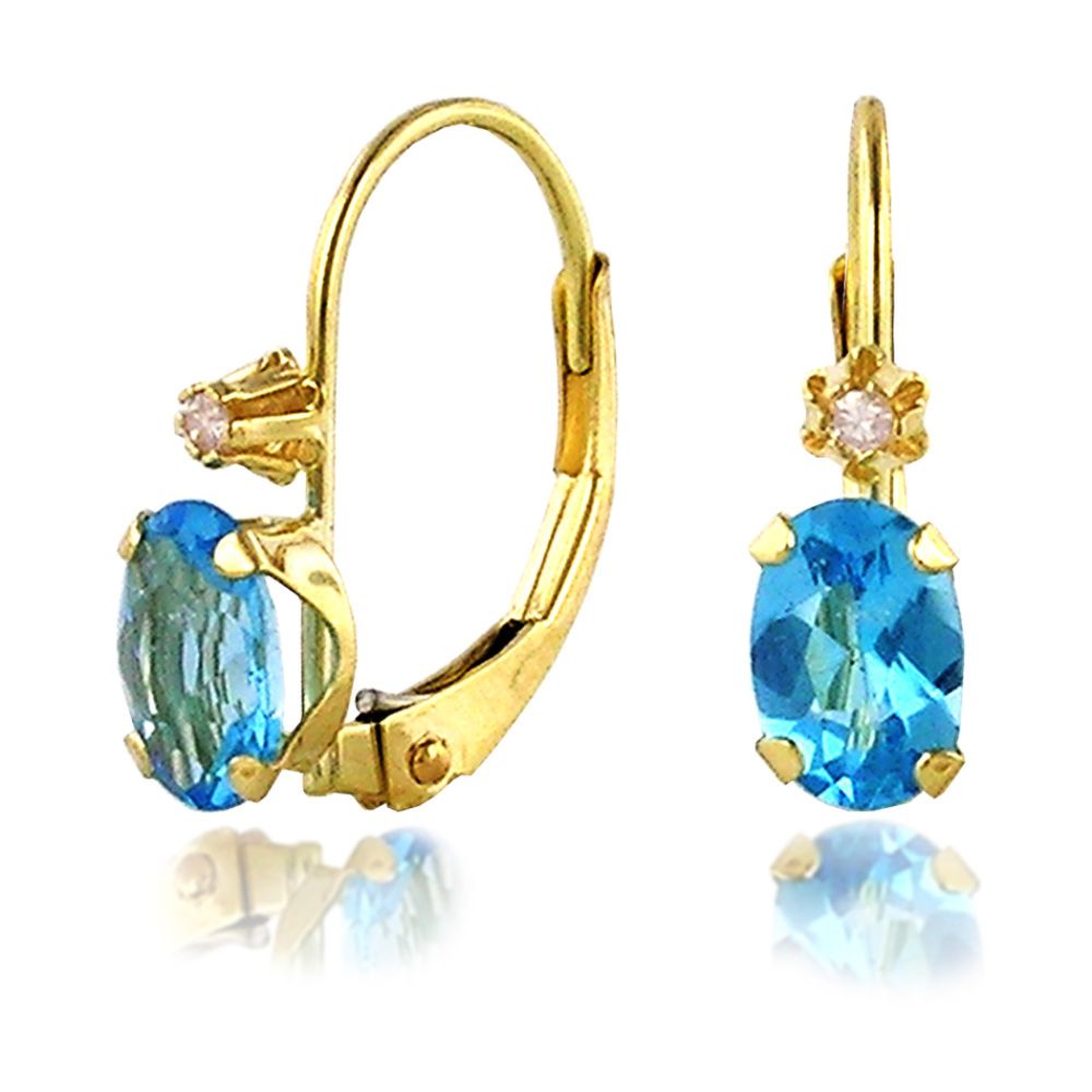 Blue Topaz and Diamond Accent Earrings. 10k Yellow Gold at Sears.com
