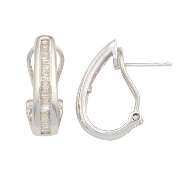 1/2 cttw Diamond White Gold Hoop Earrings