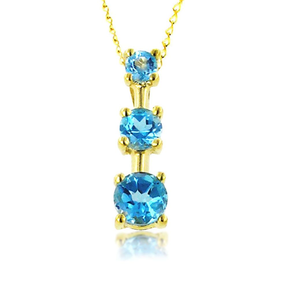Blue Topaz Drop Pendant. 10k Yellow Gold