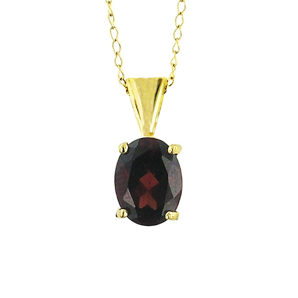 Garnet Necklace. 14K Yellow Gold