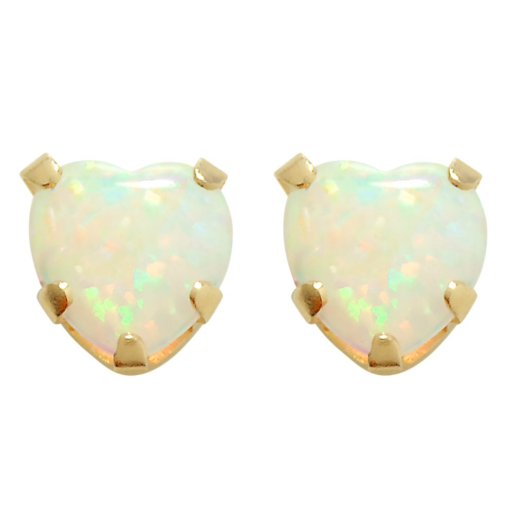 10kt 5mm Synthetic Heart Opal Stud