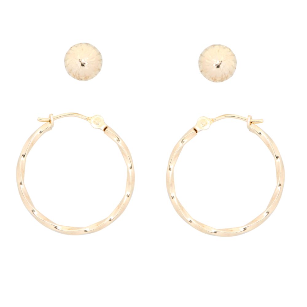 14kt DC Ball and Twist Hoop Set at Sears.com