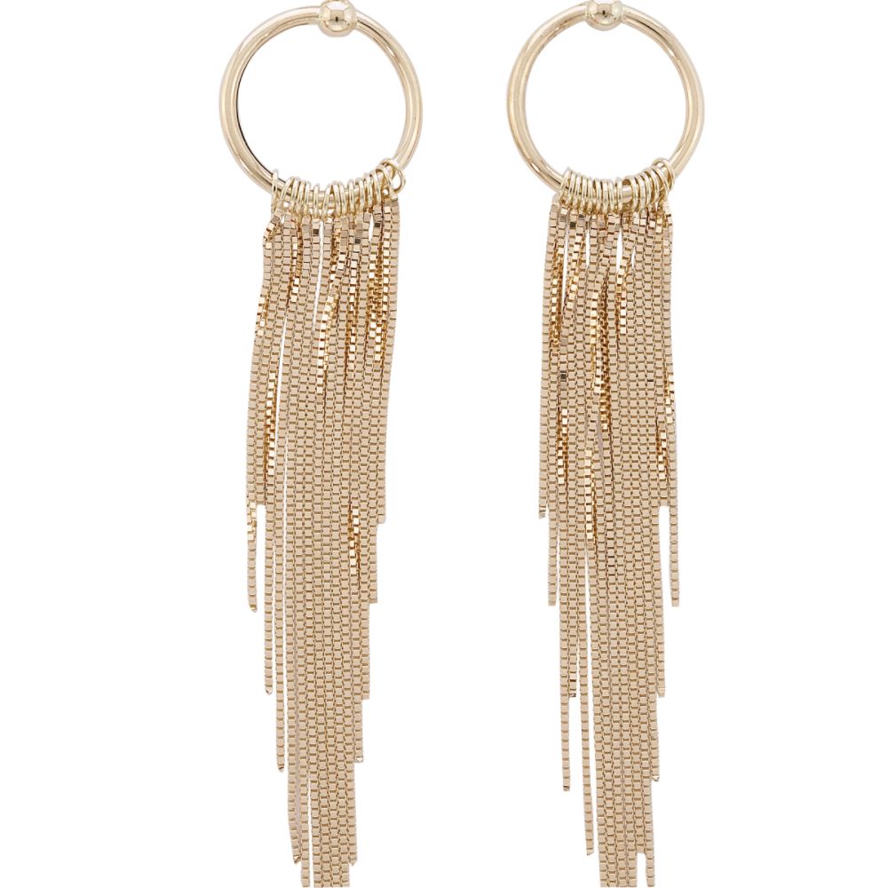 14kt Multi Chain Drop on Circle Ear
