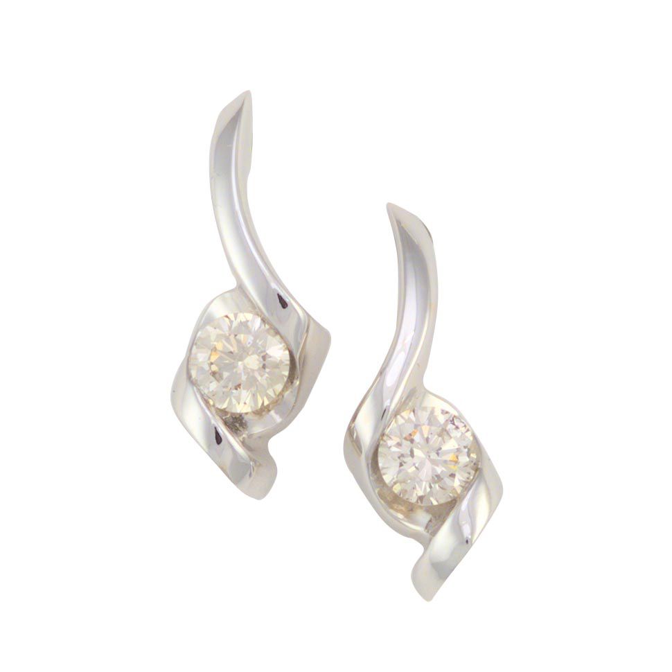 Sirena Collection 1/4 cttw Diamond Solitaire White Gold Earrings